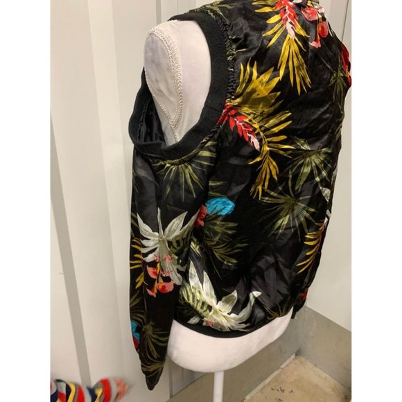 New Look Cold Shoulder Tropical Print Lightweight Jacket Womens Size Small - Picture 4 of 6